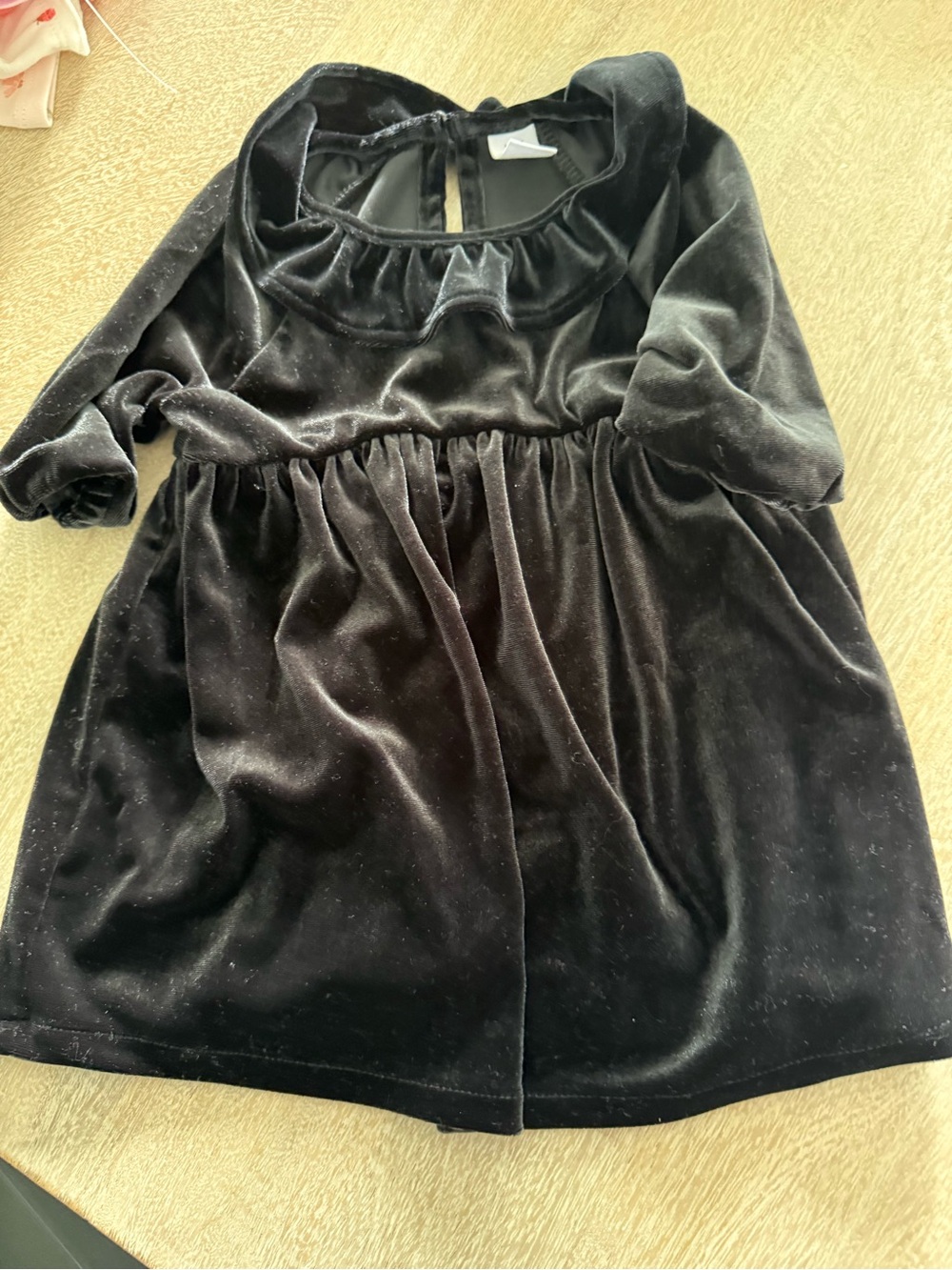 GAP Baby Black Velvet Ruffle-Neck Dress